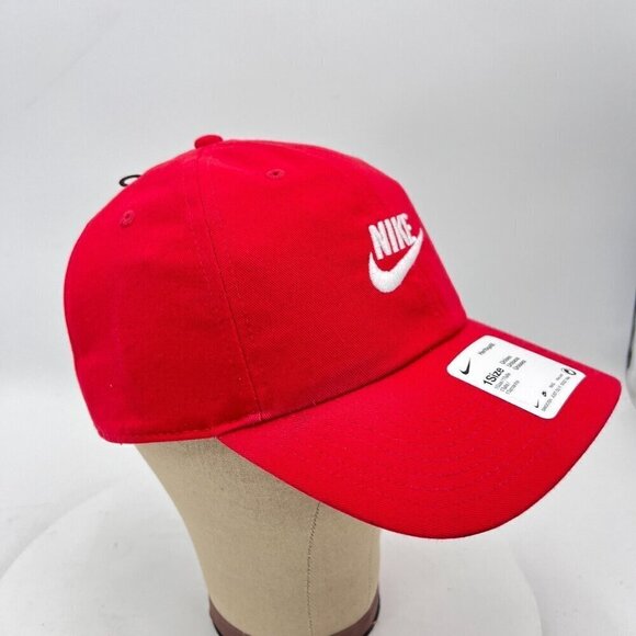 Nike Tennis 1 Size Red White Cotton Embroidered Baseball Cap Hat - Picture 7 of 11